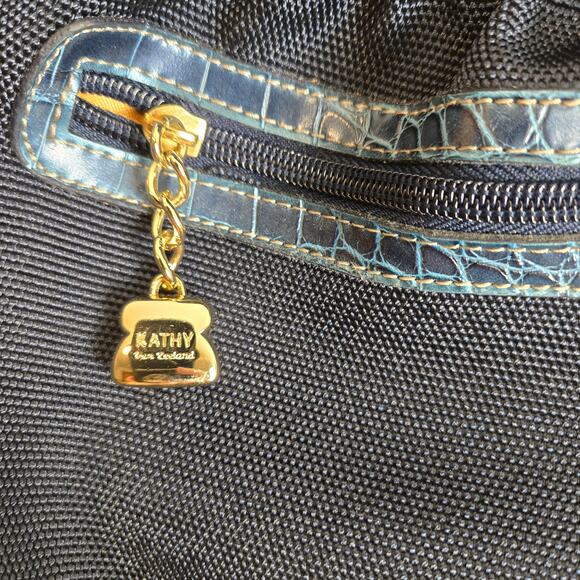 Kathy Van Zeeland Embellished Croc Shoulder Bag Navy - Picture 7 of 11